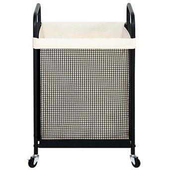 Rolling 2 Section Laundry Hamper Sorter Cart Washable Liner Bag Steel Frame Wheels