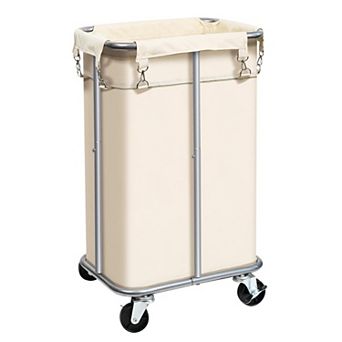 100L Rolling Laundry Hamper With Wheels Removable Bag Sturdy Metal Frame Slim Clothes Organizer