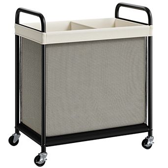 Rolling Laundry Hamper Sorter Removable Liner Bag Wheels Steel Frame Handle Clothes Cart