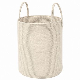 Handwoven Cotton Rope Laundry Hamper Sturdy Collapsible Storage Basket for Blankets Clothes