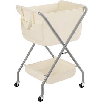 Rolling Collapsible Laundry Hamper Steel Frame Machine Washable Locker Casters Multi Use Organizer