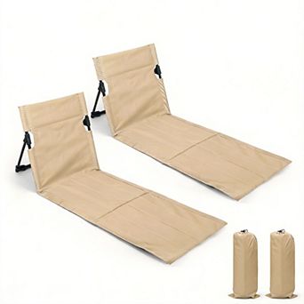 2 Pack Foldable Portable Beach Chairs With Carry Bag For Outdoor Camping Picnic Lawn