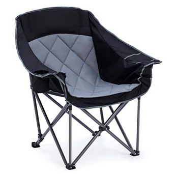 650lb Heavy Duty Oversized Camping Chair Quad Fold With Cup Holders Carry Bag