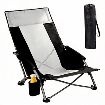 Heavy Duty Oversized Folding Camping Beach Chair w/ Cup Holder & Storage Pocket