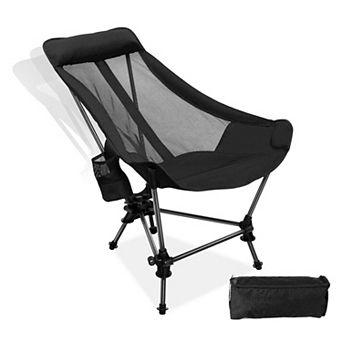 Portable Folding Camping Chair Adjustable Height Lightweight Outdoor Lounge with Cushion