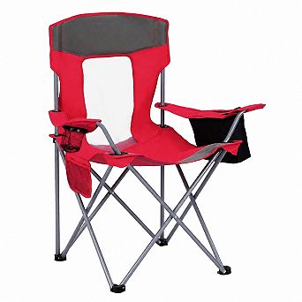 Portable Folding Camping Chair Lightweight Outdoor With Cooler Bag Cup Holder Side Pocket