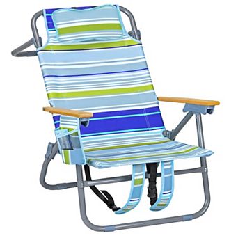Wide Seat High Back 5-Position Recline Camping Beach Chair 400lb Portable Cup Holder Cooler Bag
