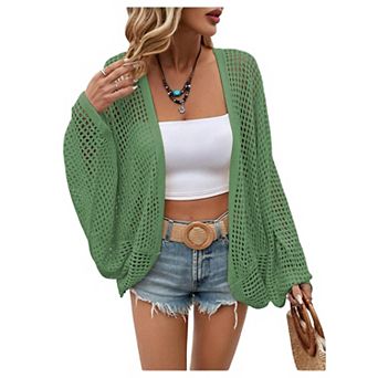 Women's Oversized Lightweight Crochet Knit Beach Cover Up Cardigan