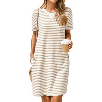 Women Summer Casual Shift Tshirt Dress With Pockets Breathable Versatile