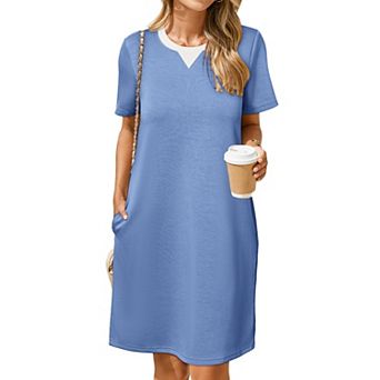 Women Summer Casual Shift Tshirt Dress With Pockets Breathable Versatile