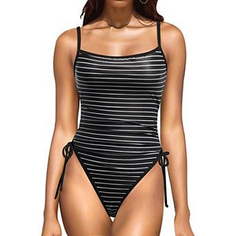 Women's Tummy Control High Cut Bandeau One Piece Swimsuit Brazilian Swimwear