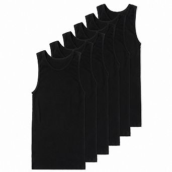 6-Pack Men's Tight Fit Stretch Cotton Spandex Tank Undershirts