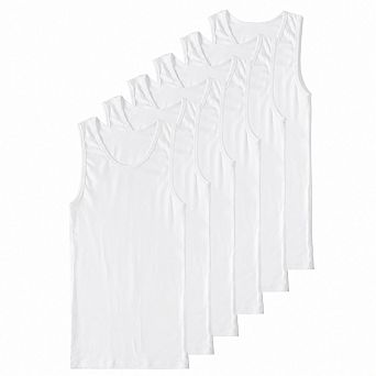 6-Pack Men's Tight Fit Stretch Cotton Spandex Tank Undershirts