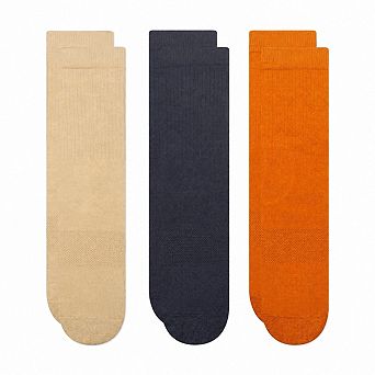 3-Pack Classic Casual Crew Socks Cotton Blend Arch Support Cushioning
