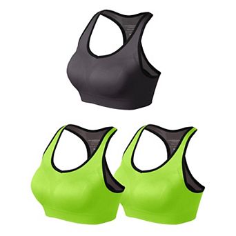 Women's Seamless Racerback Sports Bra Removable Pads Strappy Workout Top 3/4 pk