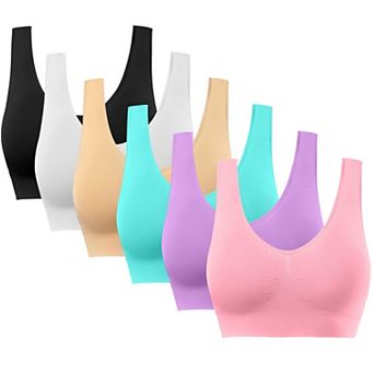 6-Pack Womens Seamless Medium Support Sports Bra With Removable Pads Wide Straps