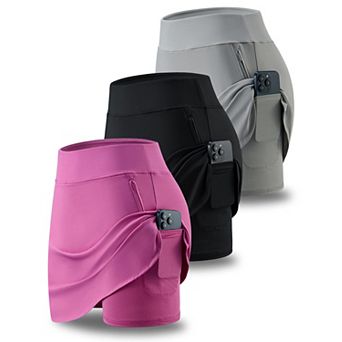 3-Pack Womens Active Skorts With Built In Shorts Pockets For Tennis Golf Workout