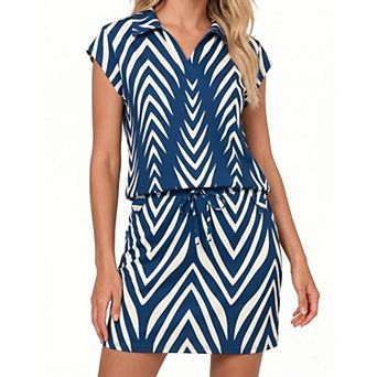Womens 2 pc Cap Sleeve Lapel Skort Set Casual Summer Travel Outfits