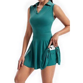Womens 2 pc Golf Tennis Athletic Dress Workout Outfits With Pockets