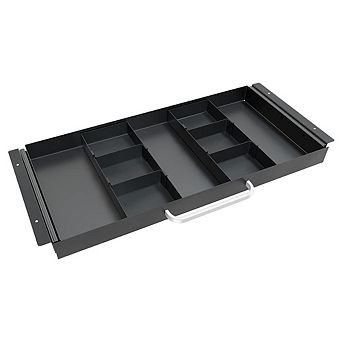 Underdesk Mounted Storage Organizer Adjustable Dividers Smooth Sliding Metal Tray