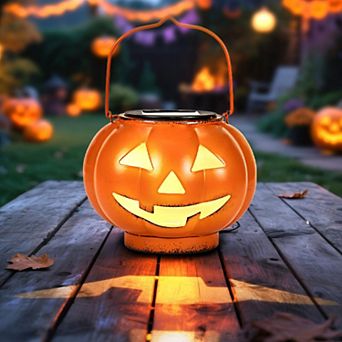 Solar Powered Jack O Lantern Hanging Light Waterproof Outdoor Halloween Decor