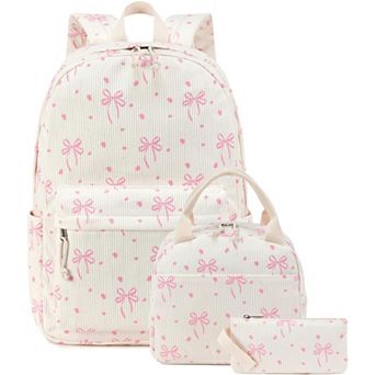 Womens Laptop Bookbag Casual Daypack With Lunch Tote And Pencil Case 3 pc