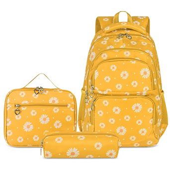 3 pc Lightweight Water Resistant Kids School Backpack Set With Lunch Box Pencil Case