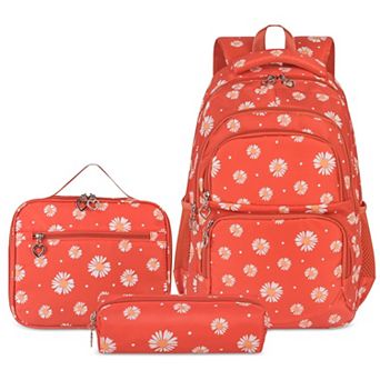 3 pc Lightweight Water Resistant Kids School Backpack Set With Lunch Box Pencil Case