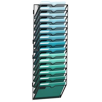 15 tier Wall File Organizer Metal Mesh Hanging Mail Sorter with Label Panels for Home Office School