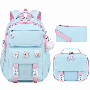 School Backpack Set With Lunch Box Pencil Case 6 pc Teen Student School Bag