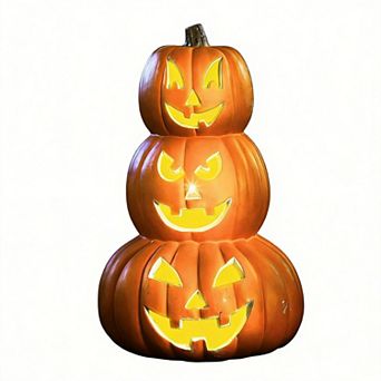 2 pc 3 tier LED Pumpkin Lantern Jack O Lantern Halloween Decor