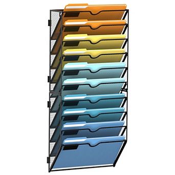 10 tier Wall Mounted Hanging File Organizer With Hooks For Office Home Classroom
