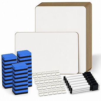 12-Pack Double Sided Dry Erase Lapboards With Erasers Markers