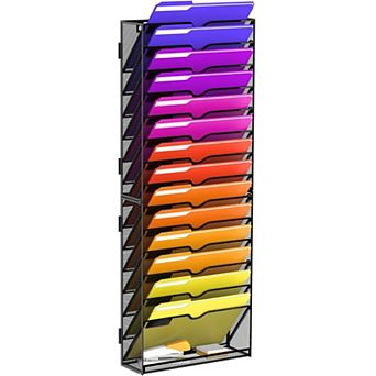15 tier Wall File Organizer With Bottom Tray For Office Home Storage