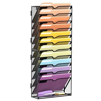 12 tier Wall File Organizer Mesh Hanging Mount Holder For Office Home School