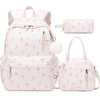 3 pc Corduroy Laptop Backpack Lunch Bag Pencil Bag Travel School Bag