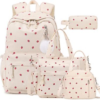 4 pc Corduroy School Bag Set Laptop Storage Travel Daily Use