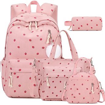 4 pc Corduroy School Bag Set Laptop Storage Travel Daily Use