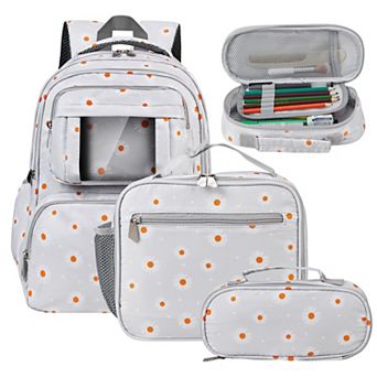Waterproof School Backpack Set With Lunch Box Pencil Pouch Lightweight Student Bag