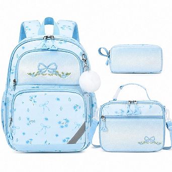 3 pc Kids School Backpack Set With Insulated Lunch Bag Pencil Case