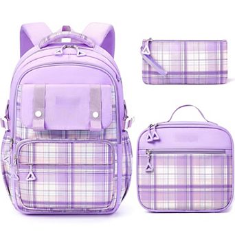 3-in-1 School Backpack Set With Lunch Bag Pencil Pouch Lightweight Water Resistant