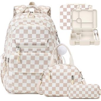 Corduroy School Set With Insulated Lunch Bag Pencil Case Utensils Bento Container 4 pc