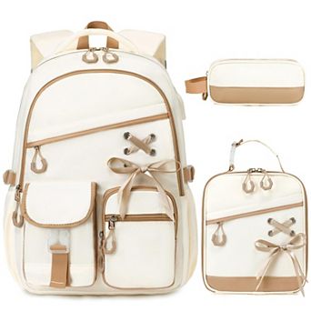 3 pc School Backpack Set Lunch Box Pencil Pouch Travel Student Bag
