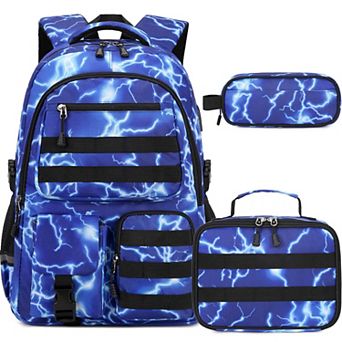 3 pc School Bag Set With Lunch Box Pencil Case USB Port For Teens Boys