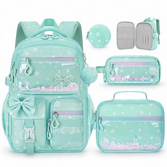 4 pc Girls School Backpack Set With Lunch Box Laptop Friendly
