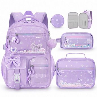 4 pc Girls School Backpack Set With Lunch Box Laptop Friendly