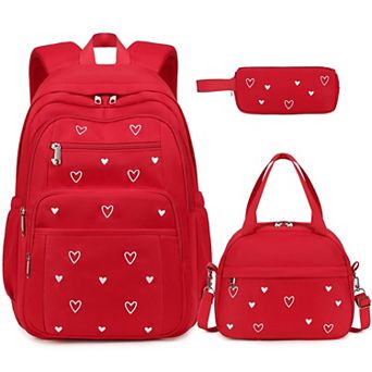 3 pc Embroidered School Set Bookbag Lunch Box Pencil Case Work Travel