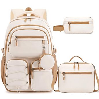 3 pc Teen School Backpack Set With Lunch Box Pencil Case Laptop Daypack