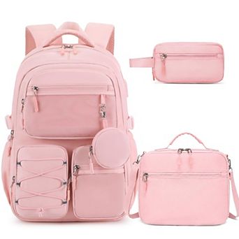 3 pc Teen School Backpack Set With Lunch Box Pencil Case Laptop Daypack