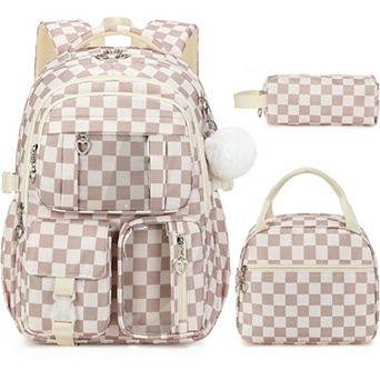 Girls Teens School Backpack Set With Insulated Lunch Bag Pencil Case Waterproof Travel Bag